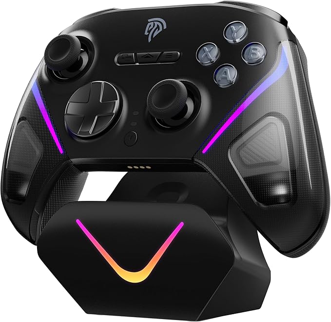 EasySMX Wireless Game Controller, D10 TMR Anti-Drift Joysticks Enhanced PC Controller,Dual-Mode Triggers,1000Hz,RGB